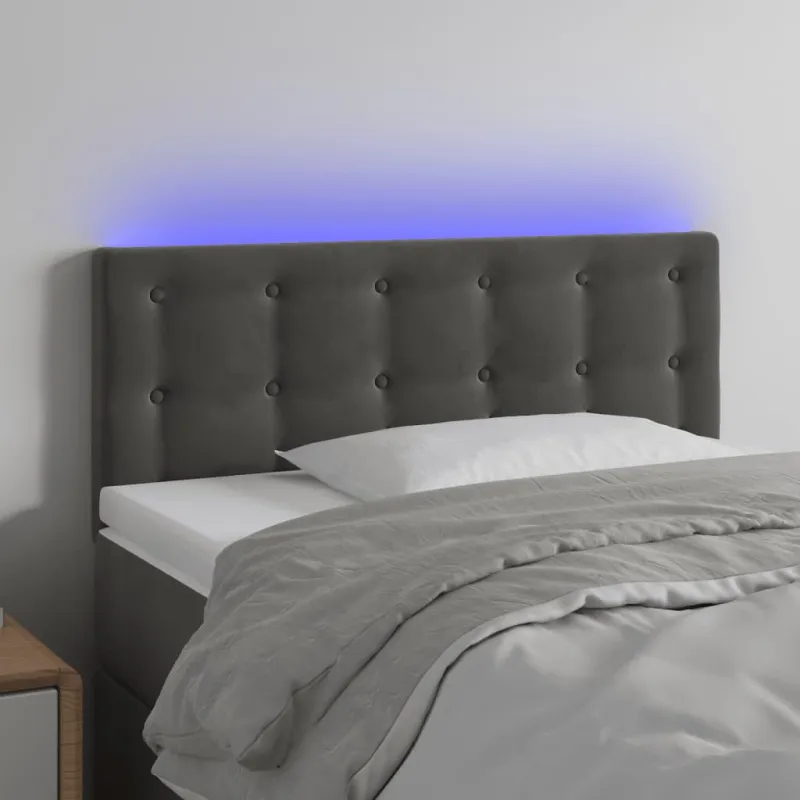 Galvūgalis su LED, tamsiai pilkas, 100x5x78/88cm, aksomas