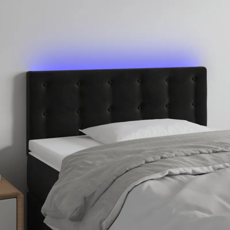 Galvūgalis su LED, juodos spalvos, 100x5x78/88cm, aksomas