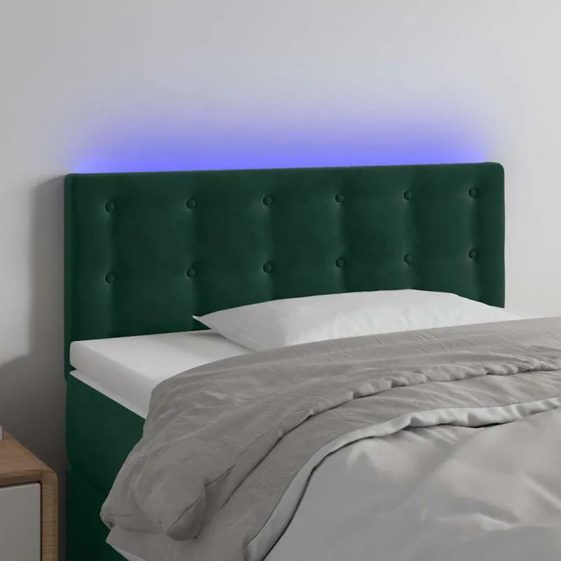 Galvūgalis su LED, tamsiai žalias, 100x5x78/88cm, aksomas