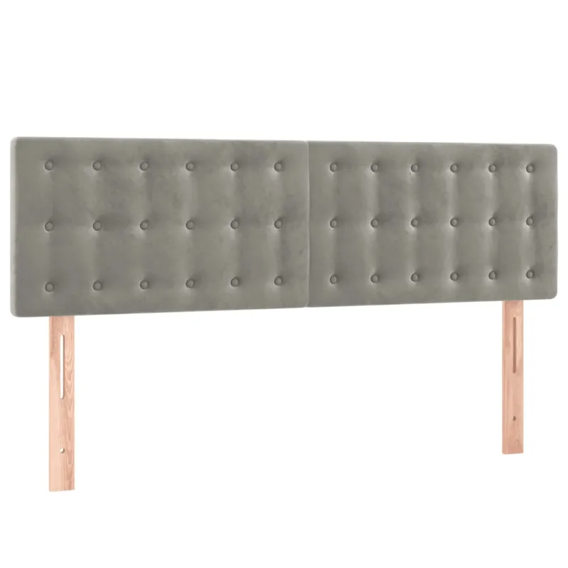 Galvūgalis su LED, šviesiai pilkas, 144x5x78/88cm, aksomas