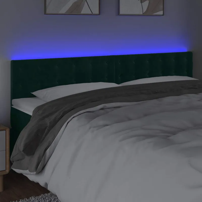 Galvūgalis su LED, tamsiai žalias, 180x5x78/88cm, aksomas
