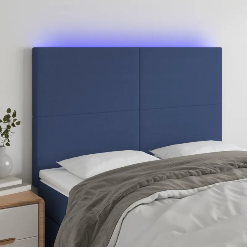 Galvūgalis su LED, mėlynos spalvos, 144x5x118/128cm, audinys