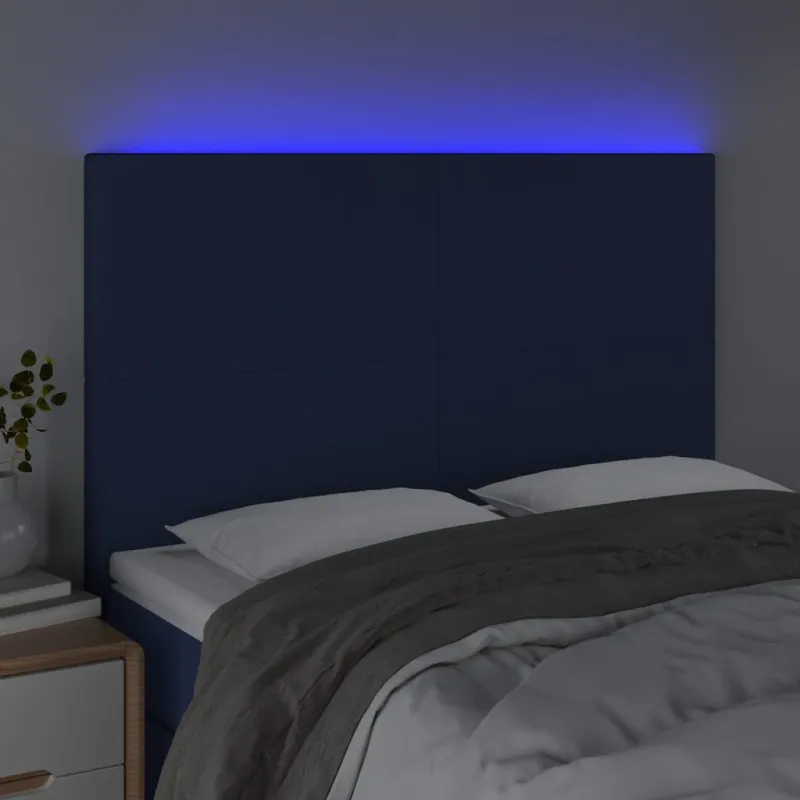 Galvūgalis su LED, mėlynos spalvos, 144x5x118/128cm, audinys