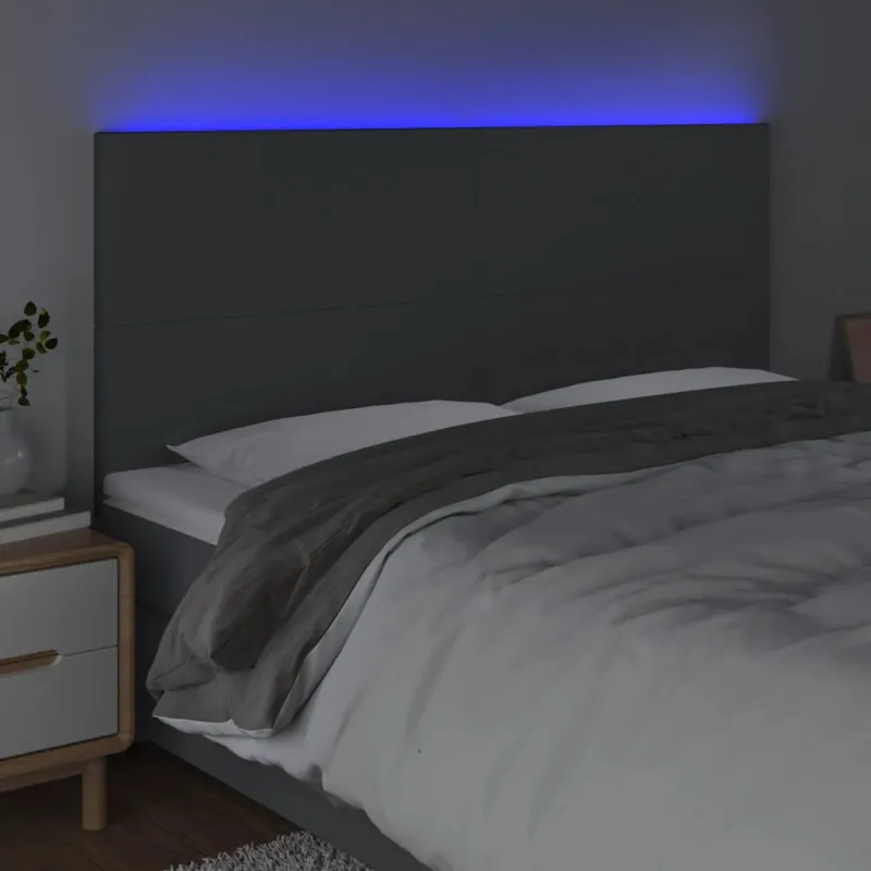 Galvūgalis su LED, tamsiai pilkas, 160x5x118/128cm, audinys