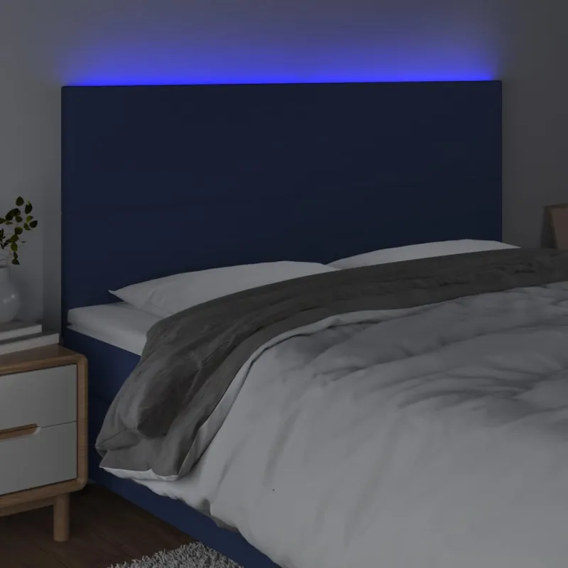 Galvūgalis su LED, mėlynos spalvos, 160x5x118/128cm, audinys