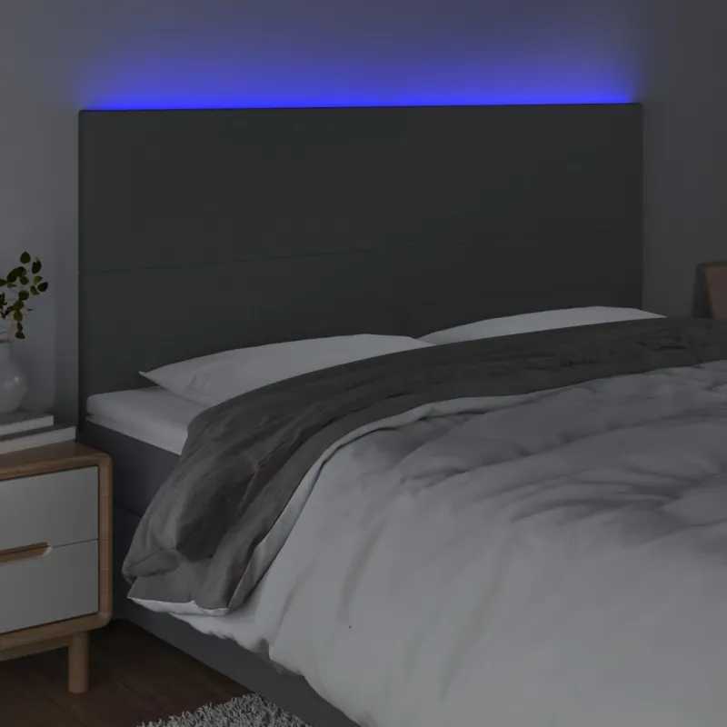 Galvūgalis su LED, tamsiai pilkas, 180x5x118/128cm, audinys