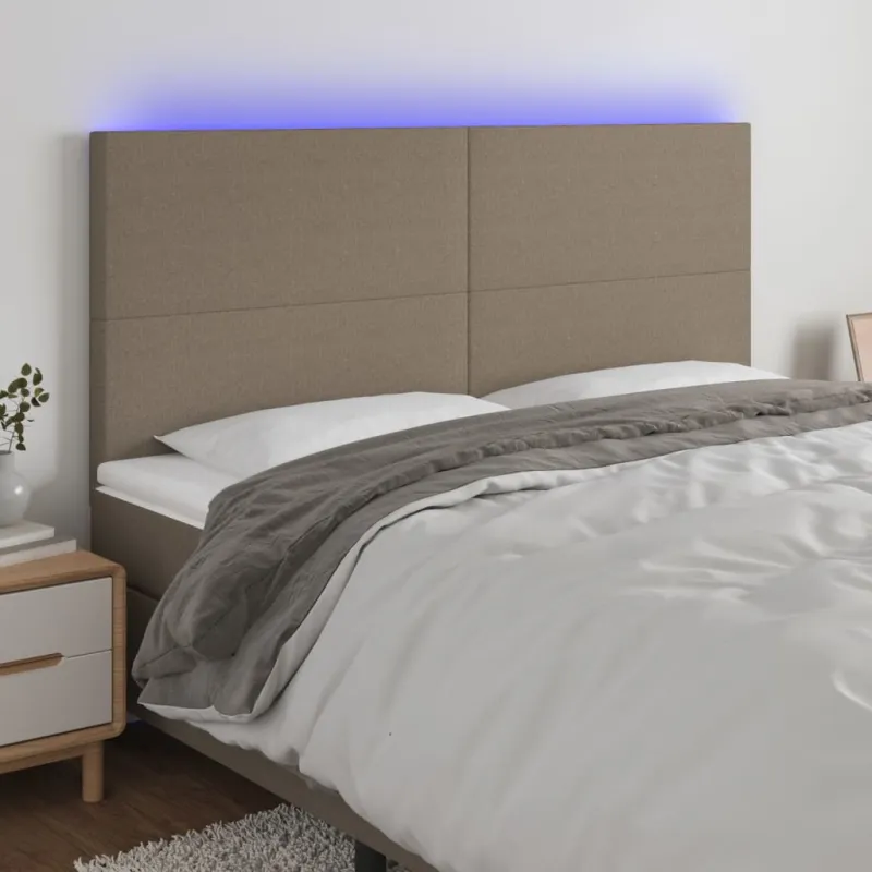 Galvūgalis su LED, taupe spalvos, 180x5x118/128cm, audinys