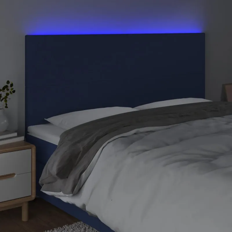Galvūgalis su LED, mėlynos spalvos, 180x5x118/128cm, audinys