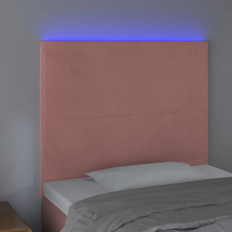 Galvūgalis su LED, rožinės spalvos, 80x5x118/128cm, aksomas