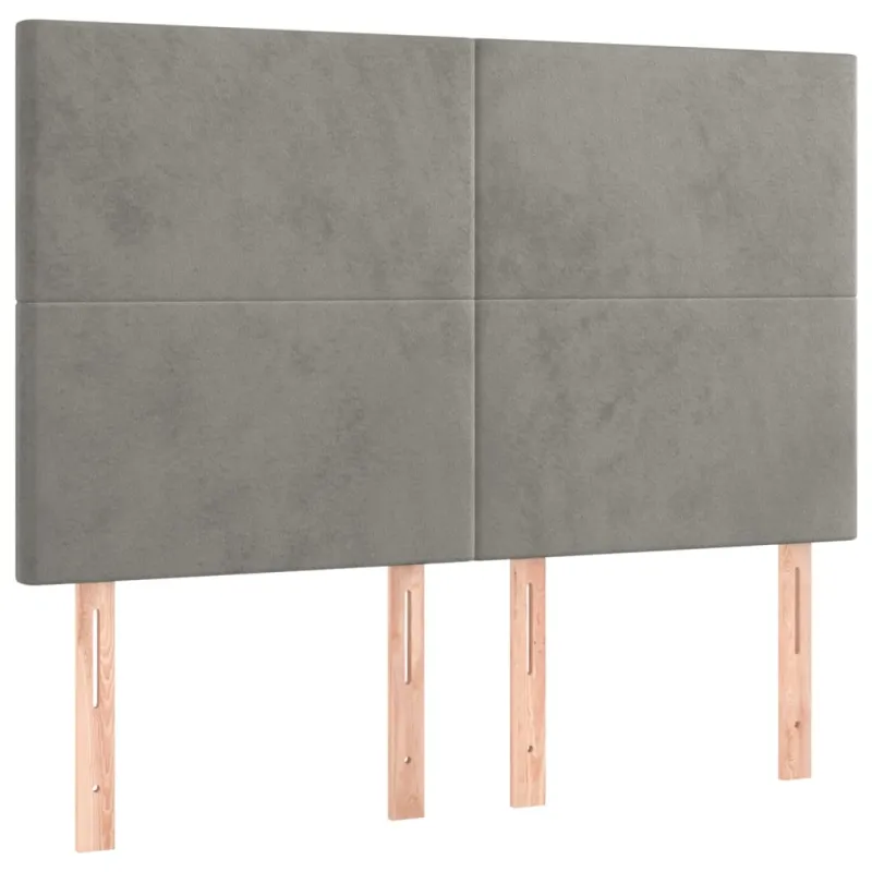 Galvūgalis su LED, šviesiai pilkas, 144x5x118/128cm, aksomas