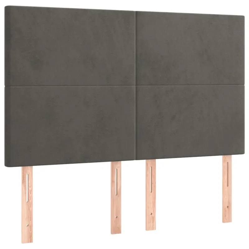 Galvūgalis su LED, tamsiai pilkas, 144x5x118/128cm, aksomas