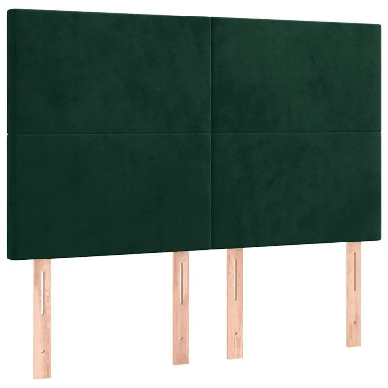 Galvūgalis su LED, tamsiai žalias, 144x5x118/128cm, aksomas