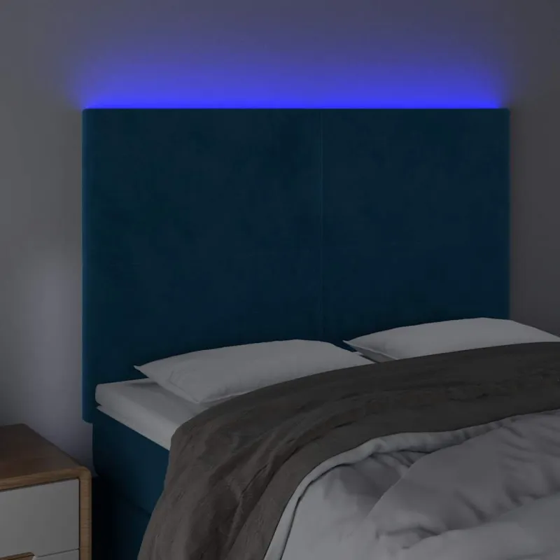 Galvūgalis su LED, tamsiai mėlynas, 144x5x118/128cm, aksomas