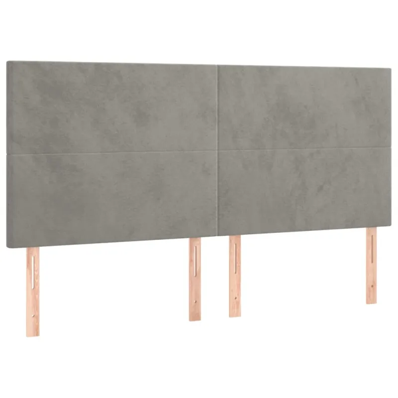 Galvūgalis su LED, šviesiai pilkas, 160x5x118/128cm, aksomas