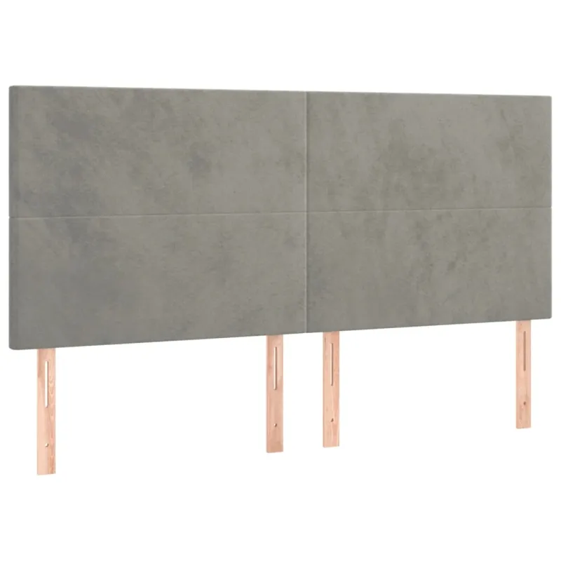 Galvūgalis su LED, šviesiai pilkas, 180x5x118/128cm, aksomas