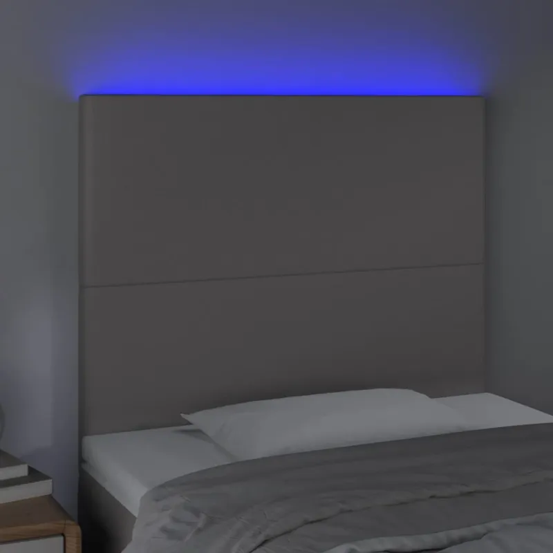 Galvūgalis su LED, pilkas, 90x5x118/128cm, dirbtinė oda