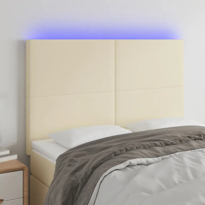 Galvūgalis su LED, kreminės spalvos, 144x5x118/128 cm