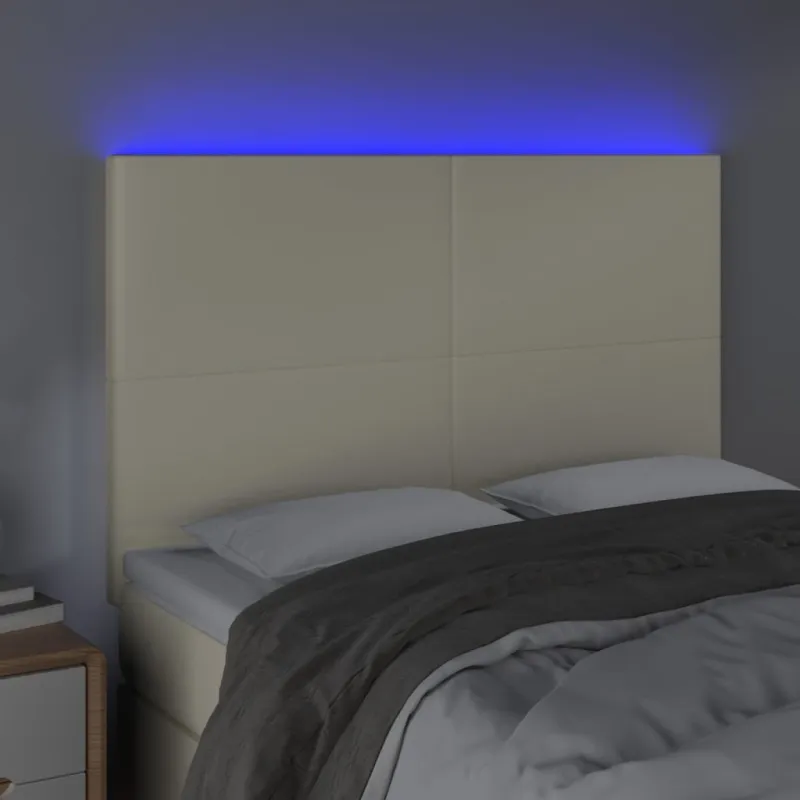 Galvūgalis su LED, kreminės spalvos, 144x5x118/128 cm