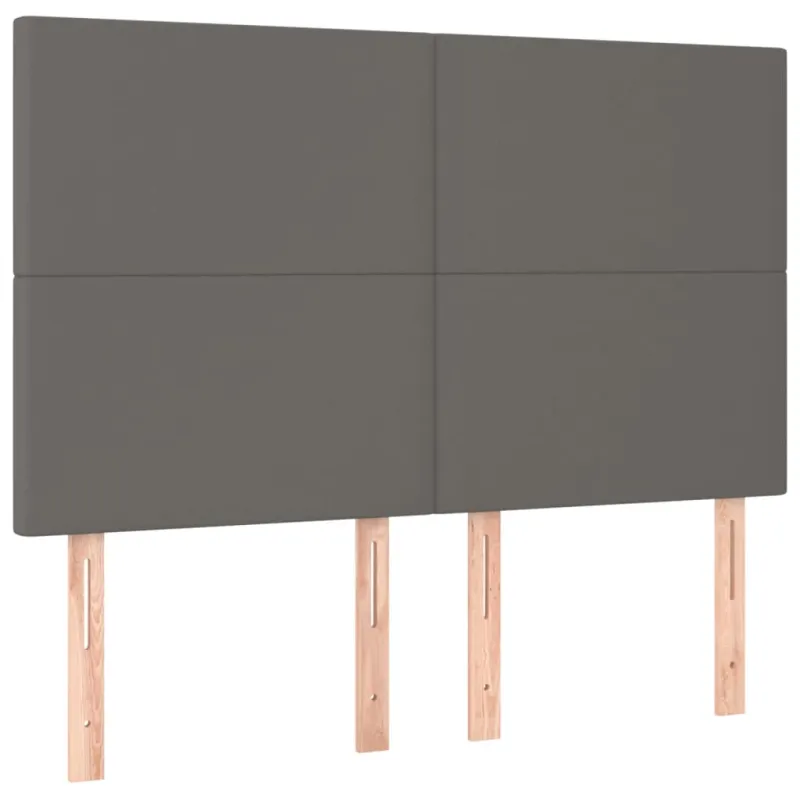 Galvūgalis su LED, pilkas, 144x5x118/128cm, dirbtinė oda
