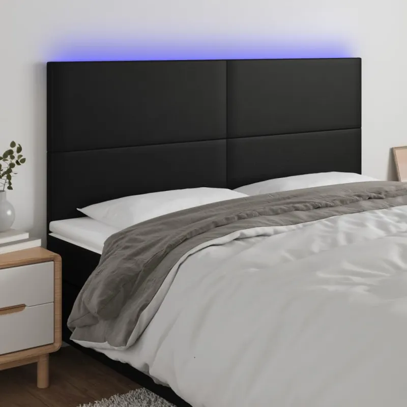 Galvūgalis su LED, juodos spalvos, 200x5x118/128 cm