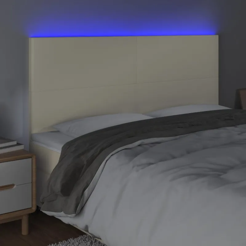 Galvūgalis su LED, kreminės spalvos, 200x5x118/128 cm