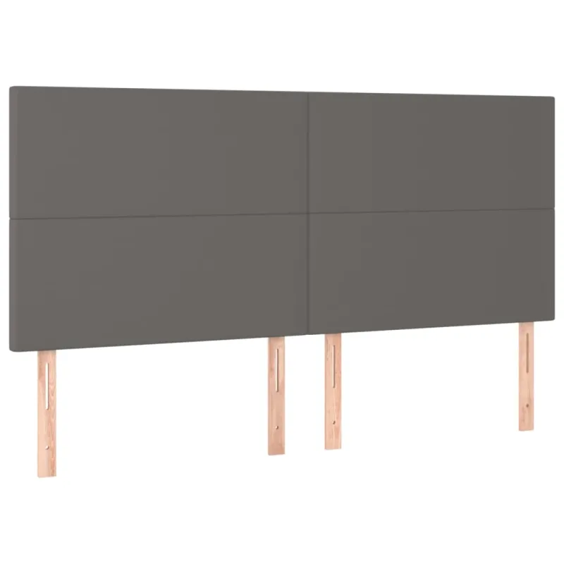 Galvūgalis su LED, pilkas, 200x5x118/128cm, dirbtinė oda