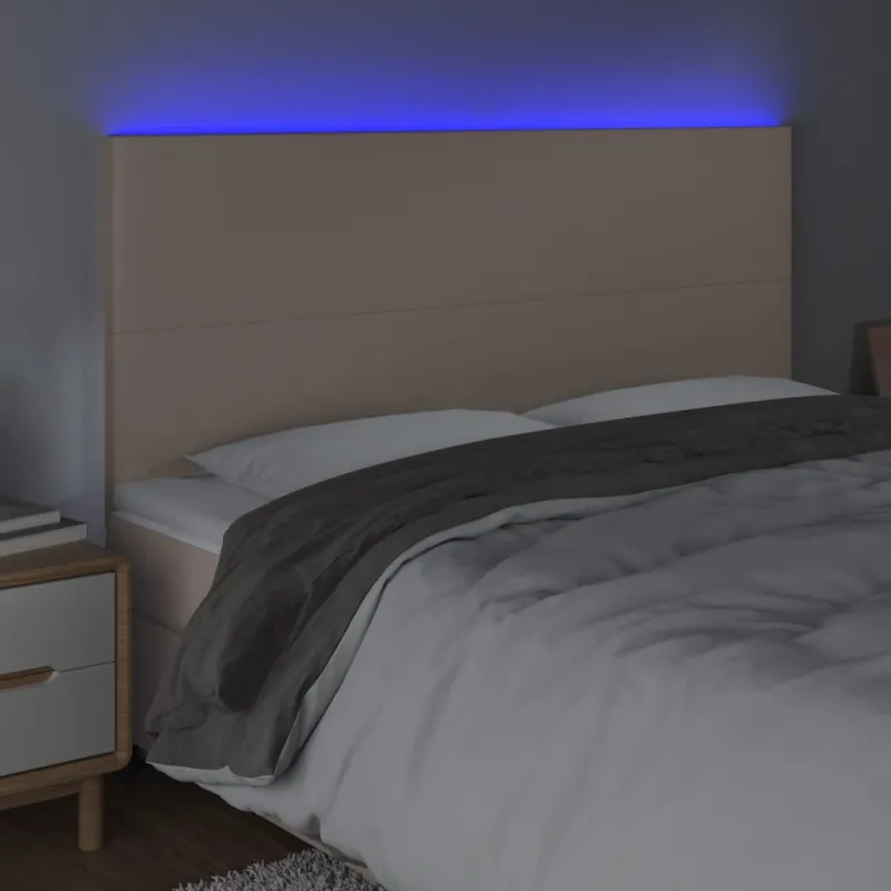 Galvūgalis su LED, kapučino spalvos, 200x5x118/128cm