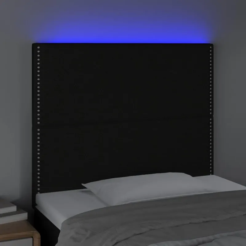 Galvūgalis su LED, juodos spalvos, 90x5x118/128cm, audinys