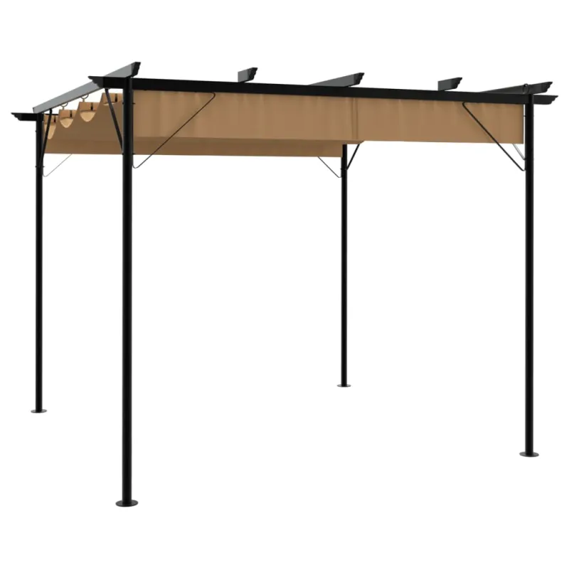 Pergolė su įtraukiamu stogu, taupe spalvos, 3x3m, plienas