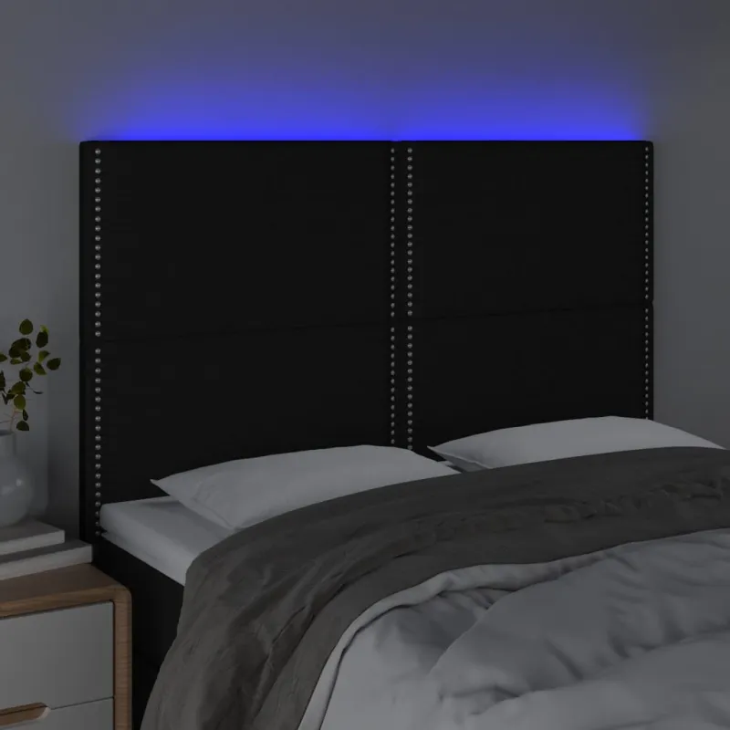Galvūgalis su LED, juodos spalvos, 144x5x118/128cm, audinys