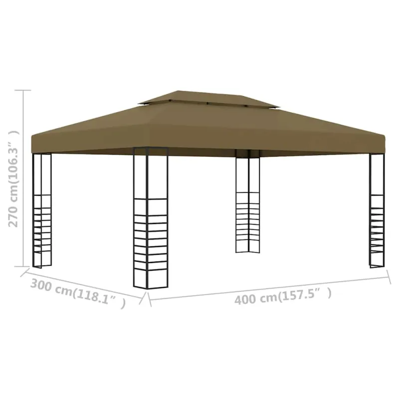 Pavėsinė, taupe spalvos, 3x4m, 180g/m²