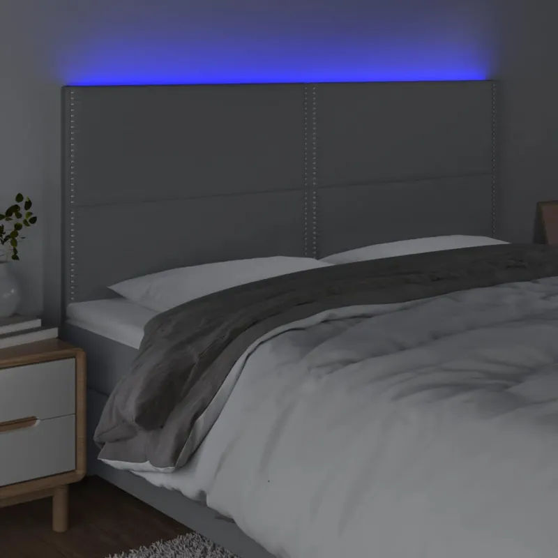 Galvūgalis su LED, šviesiai pilkas, 200x5x118/128cm, audinys