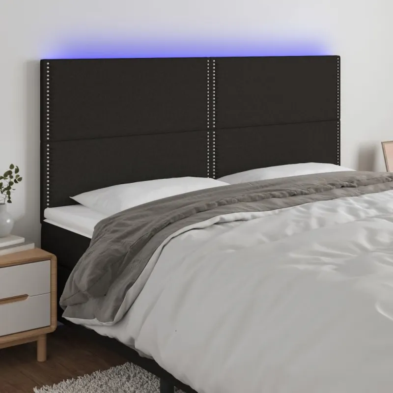 Galvūgalis su LED, juodos spalvos, 200x5x118/128cm, audinys