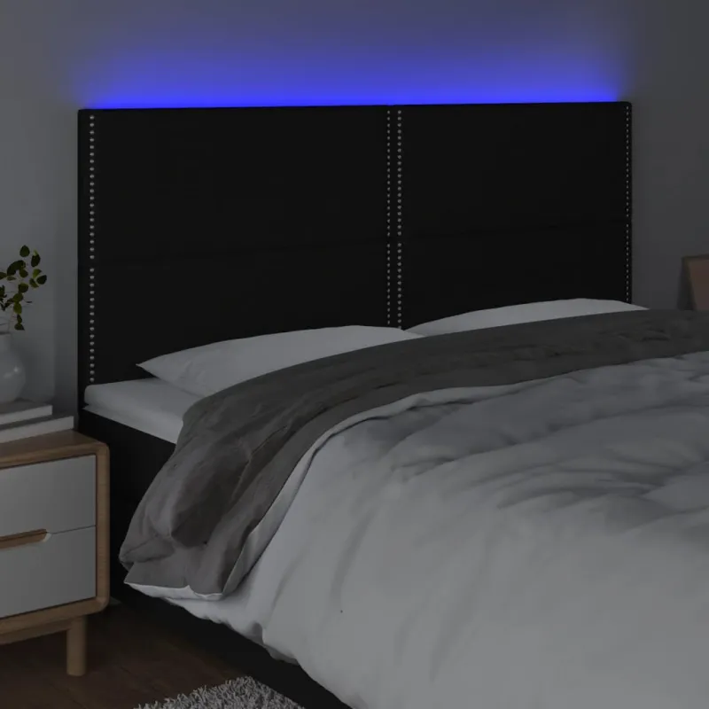 Galvūgalis su LED, juodos spalvos, 200x5x118/128cm, audinys
