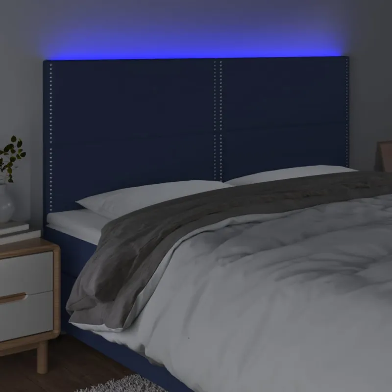 Galvūgalis su LED, mėlynos spalvos, 200x5x118/128cm, audinys