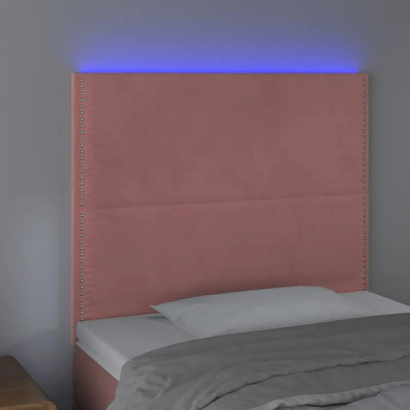 Galvūgalis su LED, rožinės spalvos, 80x5x118/128cm, aksomas
