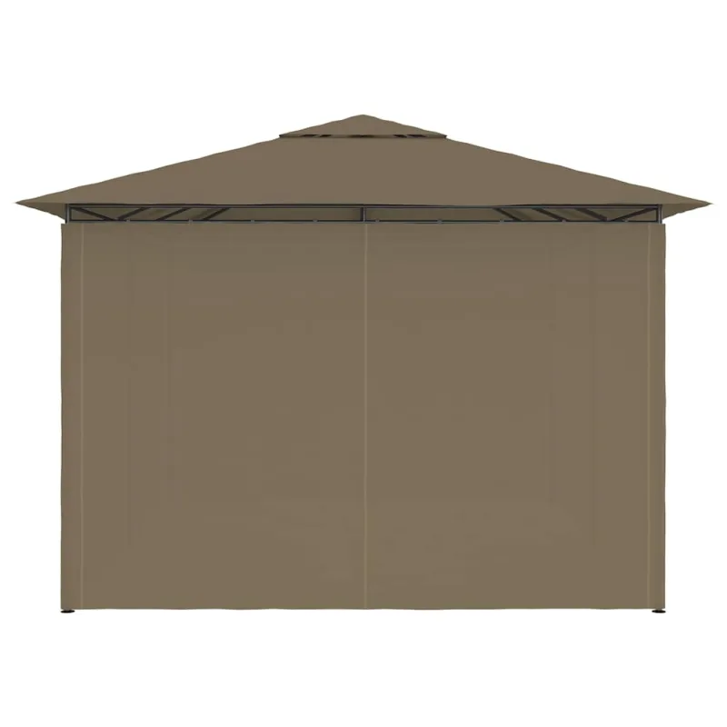 Sodo palapinė su užuolaidomis, taupe spalvos, 4x3m, 180g/m²