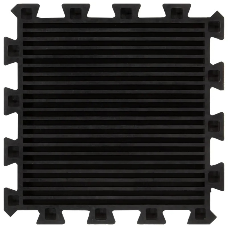 Guminės grindų plytelės, 9vnt., juodos, 30x30cm, 16mm