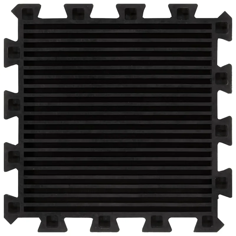 Guminės grindų plytelės, 16vnt., juodos, 30x30cm, 16mm