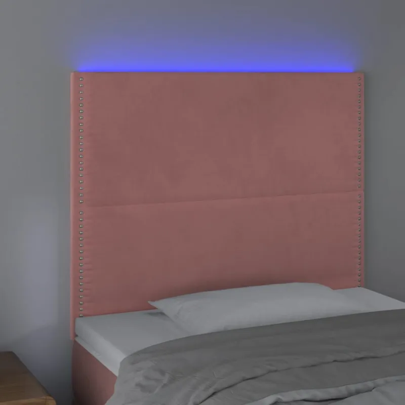 Galvūgalis su LED, rožinės spalvos, 90x5x118/128cm, aksomas