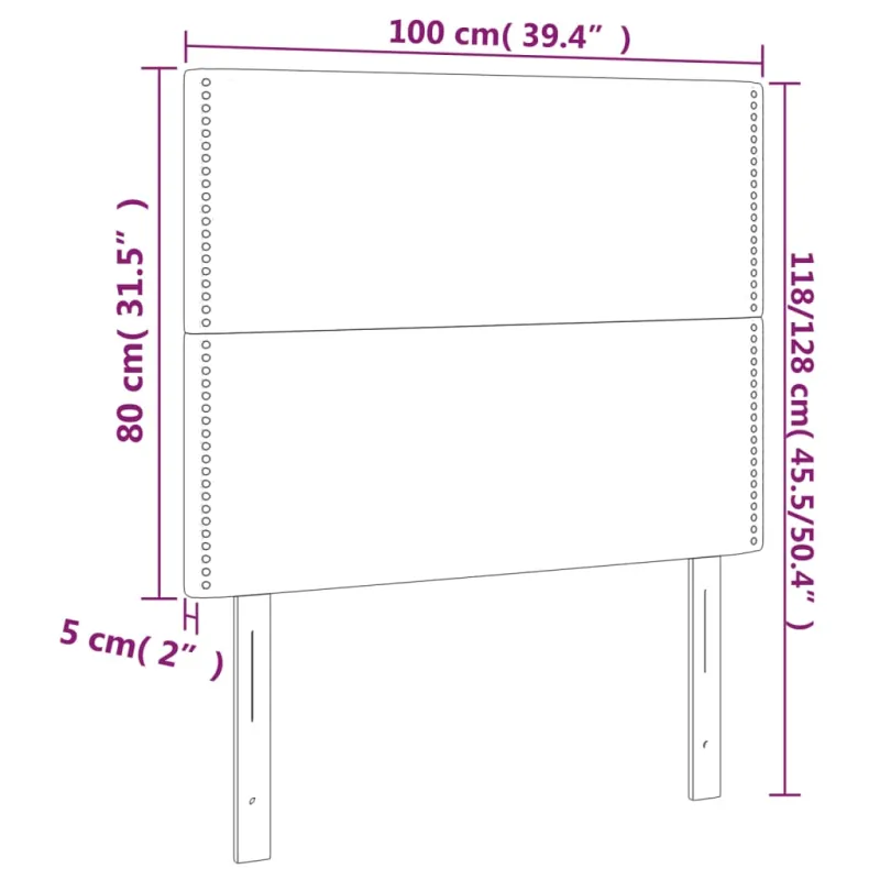 Galvūgalis su LED, šviesiai pilkas, 100x5x118/128cm, aksomas