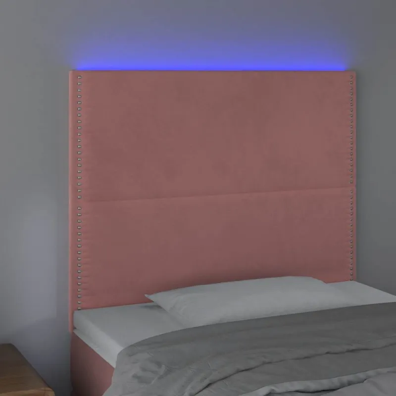 Galvūgalis su LED, rožinės spalvos, 100x5x118/128cm, aksomas