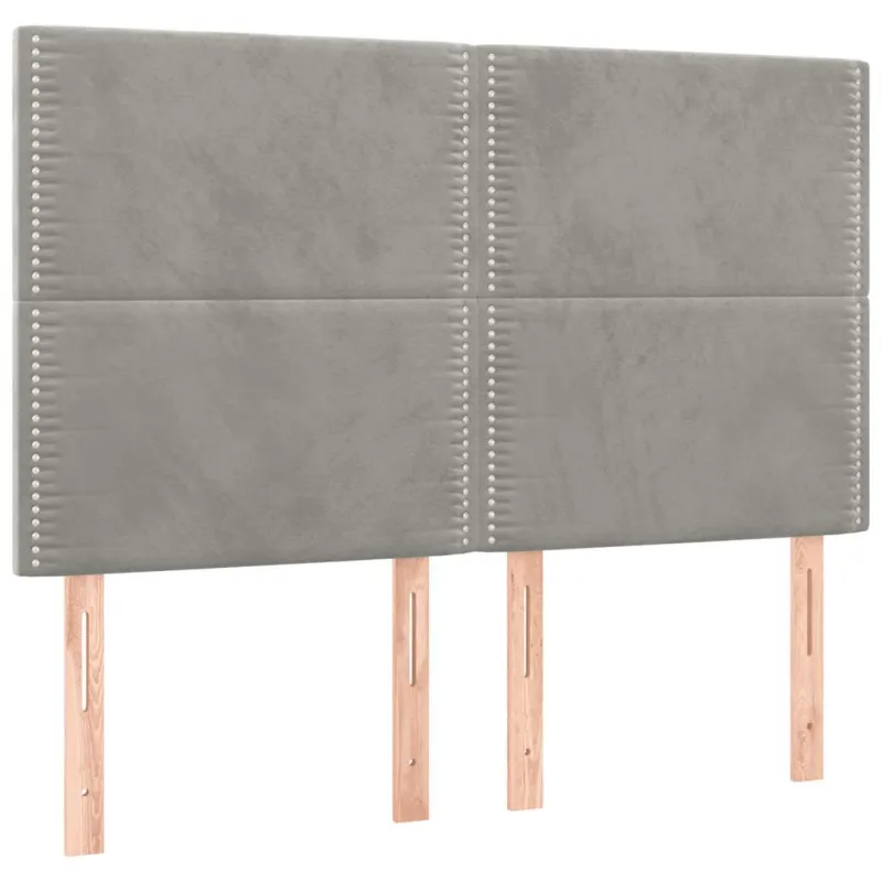 Galvūgalis su LED, šviesiai pilkas, 144x5x118/128cm, aksomas