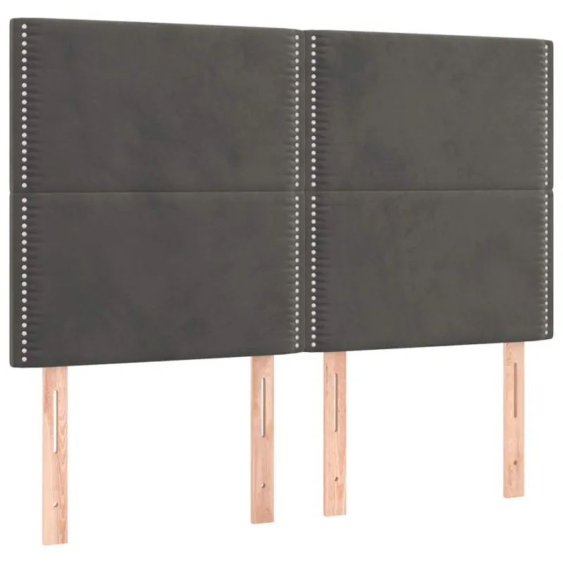 Galvūgalis su LED, tamsiai pilkas, 144x5x118/128cm, aksomas