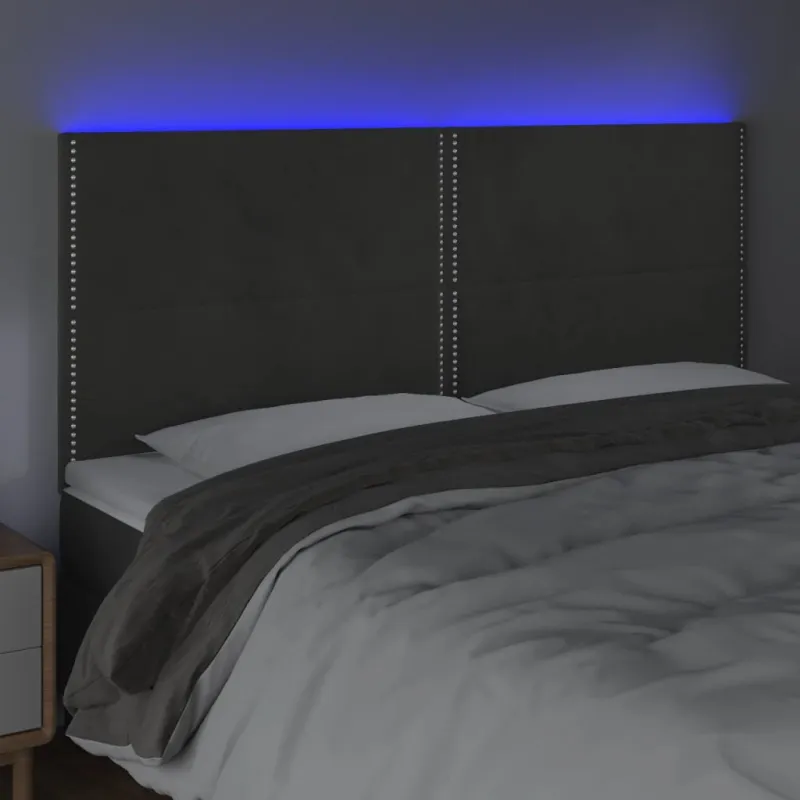 Galvūgalis su LED, tamsiai žalias, 160x5x118/128cm, aksomas