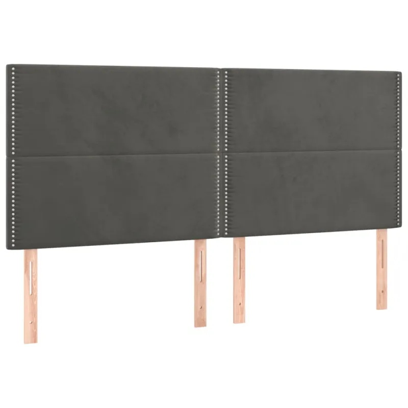 Galvūgalis su LED, tamsiai pilkas, 180x5x118/128cm, aksomas