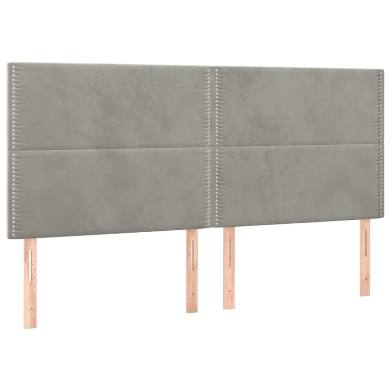 Galvūgalis su LED, šviesiai pilkas, 200x5x118/128cm, aksomas