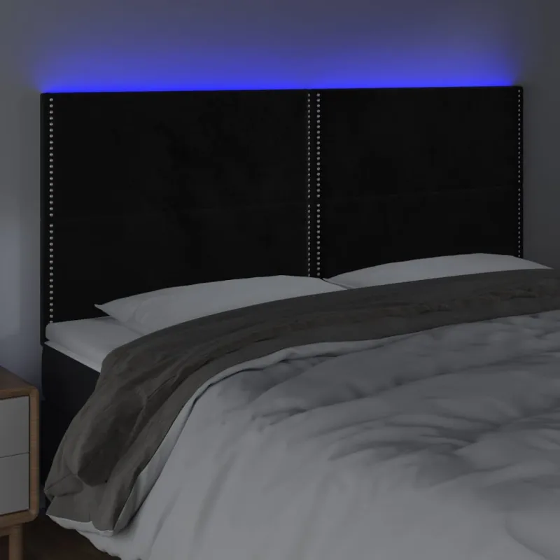 Galvūgalis su LED, juodos spalvos, 200x5x118/128cm, aksomas