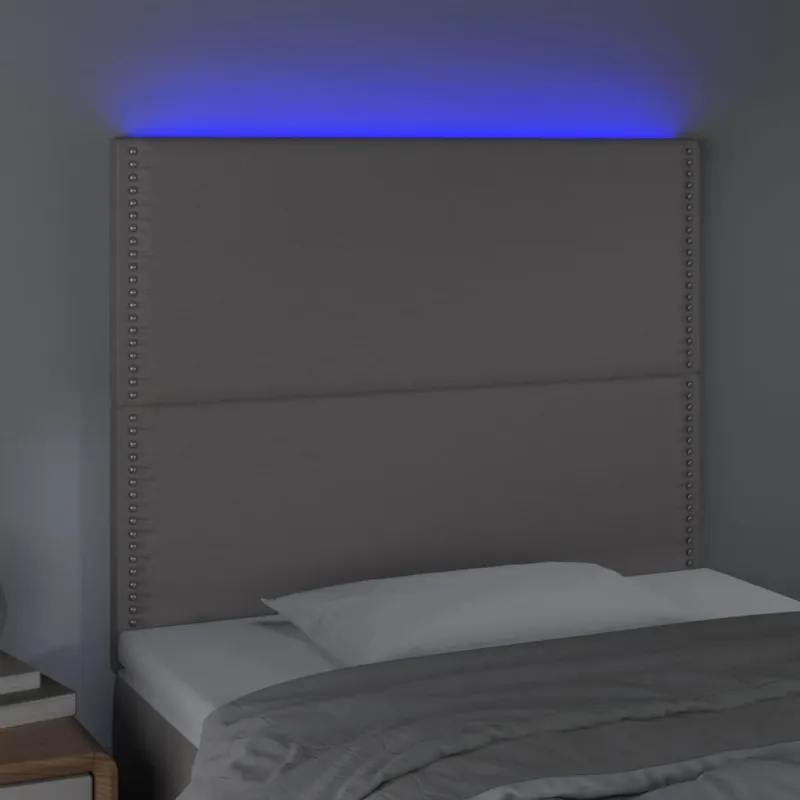 Galvūgalis su LED, pilkas, 100x5x118/128cm, dirbtinė oda