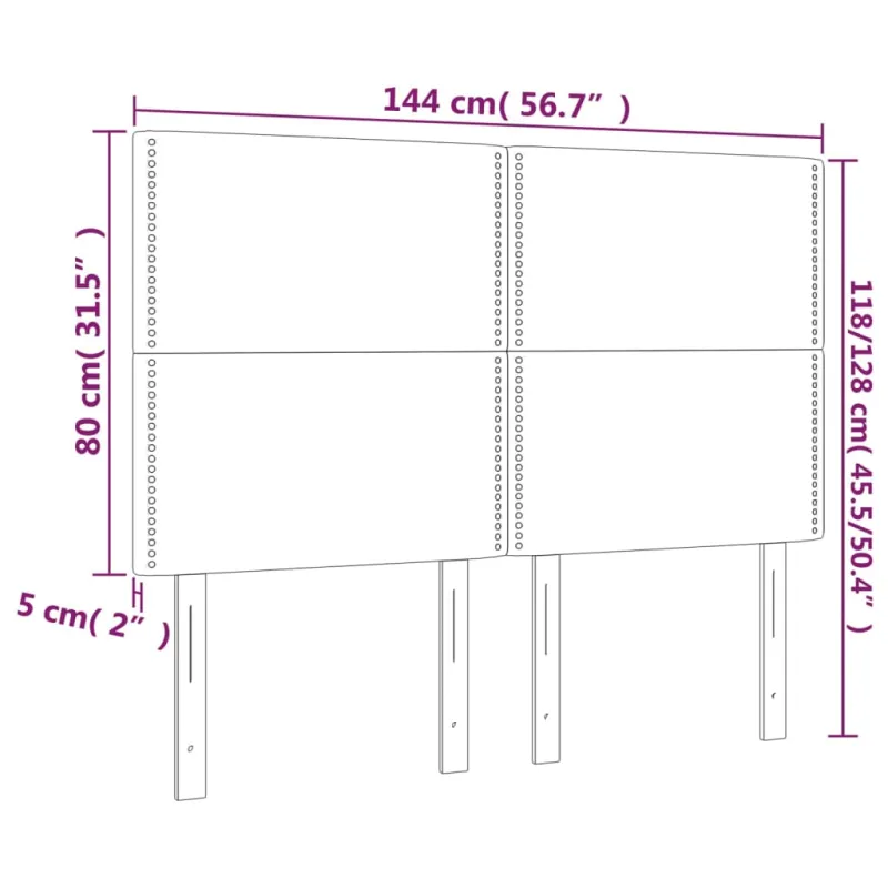 Galvūgalis su LED, pilkas, 144x5x118/128cm, dirbtinė oda